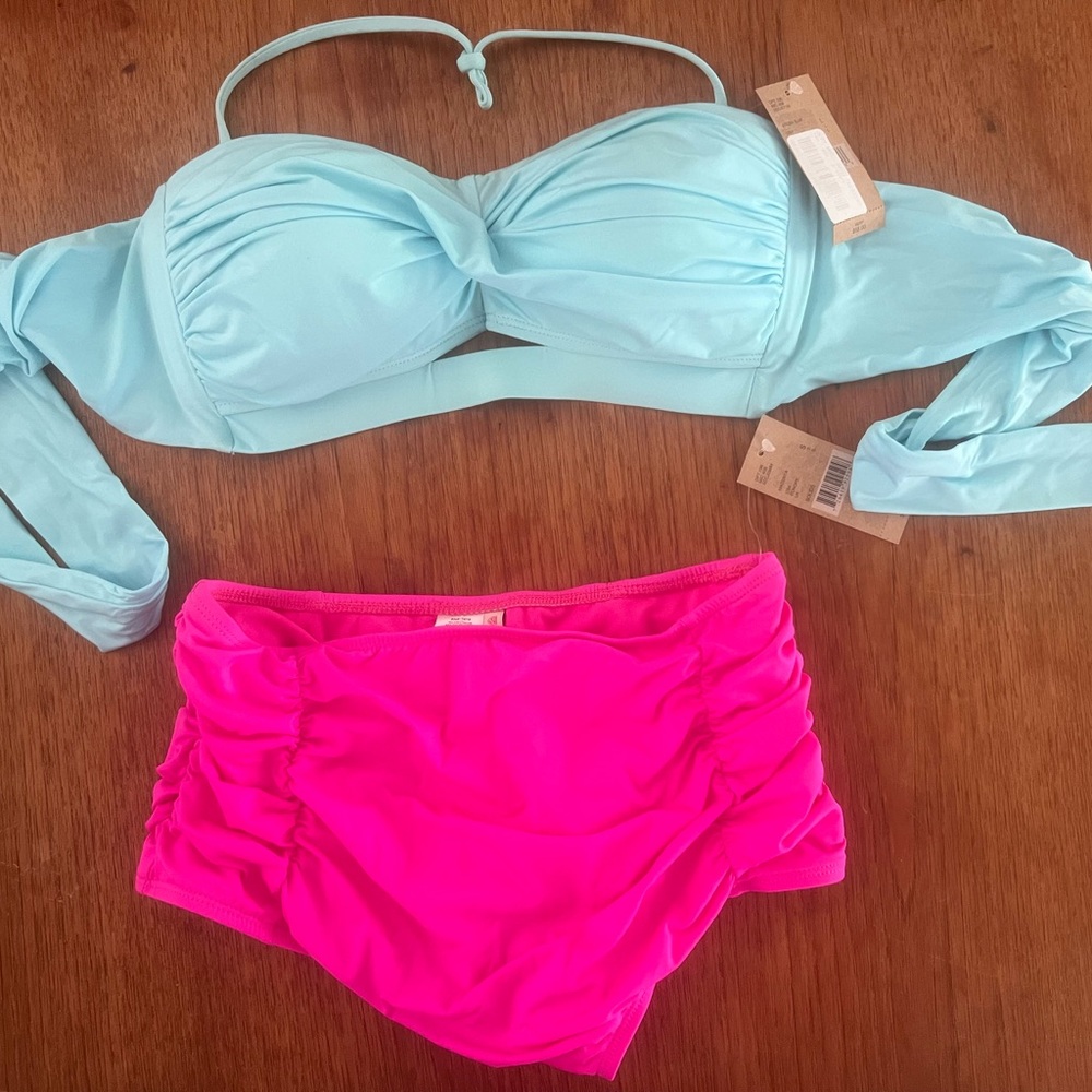 Blue and Pink Bikini- Bottom Only